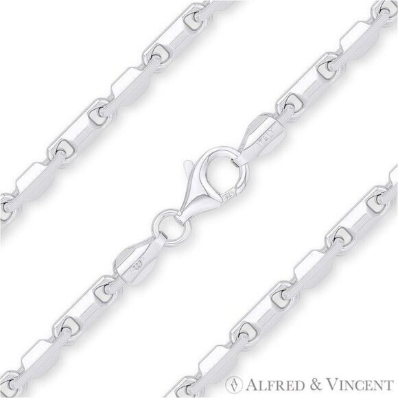 3.5mm Heshe Bar Link Italian Chain Necklace in .925 Sterling Silver - 30"